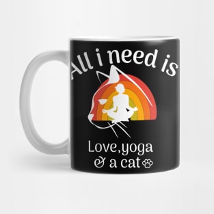 all i need is love and yoga and a cat -yoga-cat-love Mug